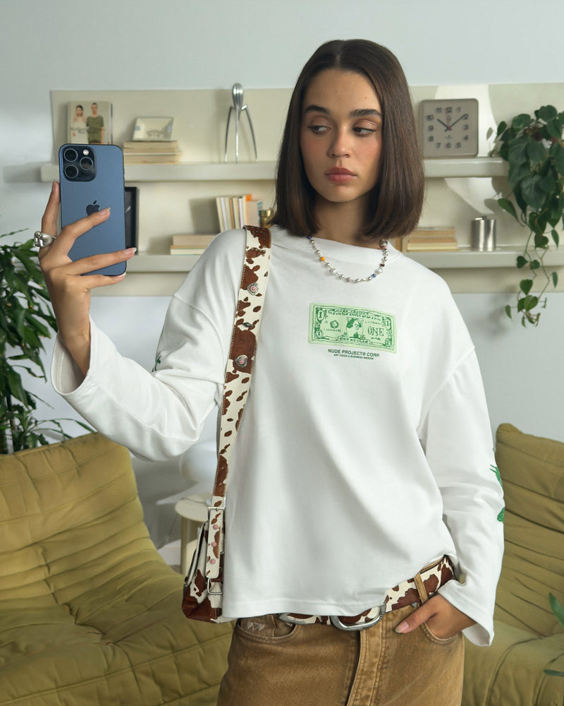 DOLLA LONGSLEEVE TEE WHITE