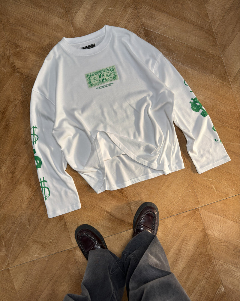 DOLLA LONGSLEEVE TEE WHITE