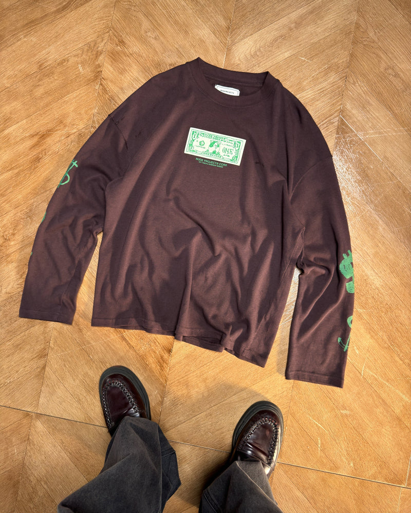 DOLLA LONGSLEEVE TEE BROWN