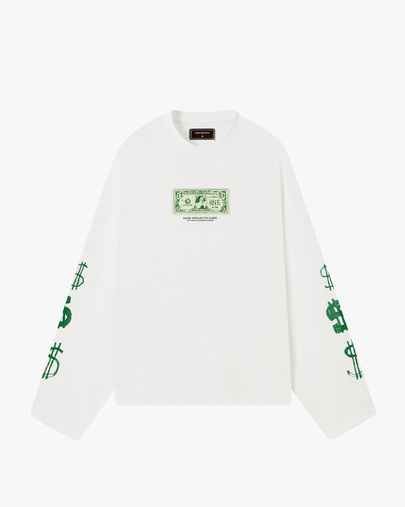 DOLLA LONGSLEEVE TEE WHITE