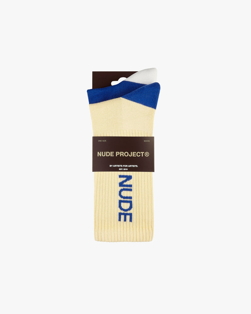 2 PACK LOGO SOCKS BLUE/YELLOW